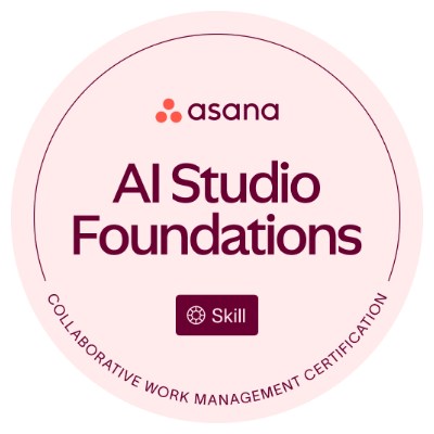 Rosa Skill Badge mit der Aufschrift AI Studio Foundations.