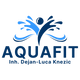 AquaFit Schwimmschule Logo mit Wasserwellen als Firmenzeichen.