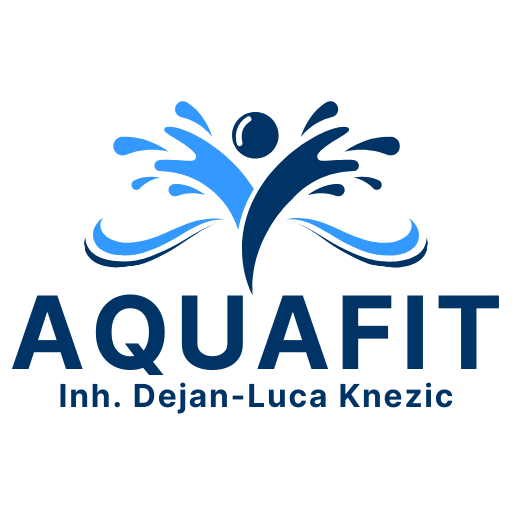 AquaFit Schwimmschule Logo mit Wasserwellen als Firmenzeichen.